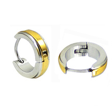 14K Yellow Gold Plated Hoop Huggies Earrings in Stainless Steel HE-023